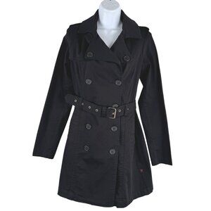 Royal Bones Double Breasted Lace Up Trench Jacket Medium Black Goth CJ-2309